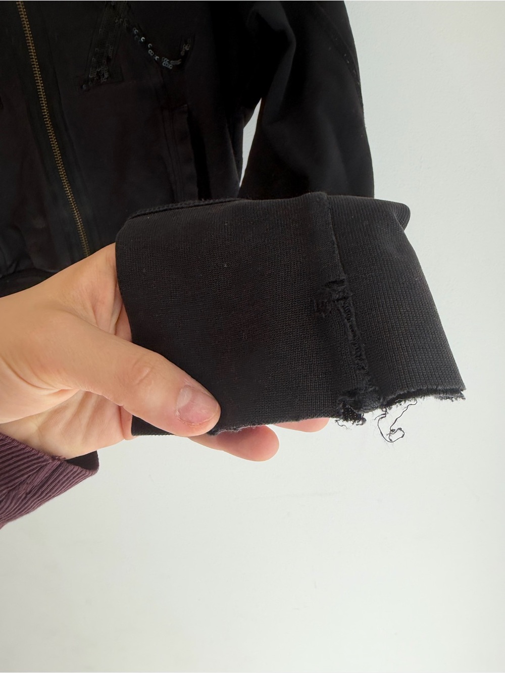 Armani Exchange A|X Black Sequin Zip-Up Hoodie - Picture 10 of 11